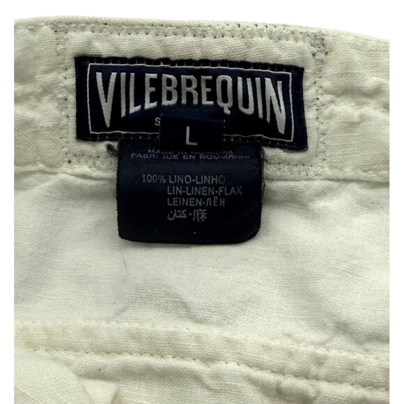 Vilebrequin Men's White Linen Pants Straight Leg Classic Resort Pockets Size L - Picture 12 of 16